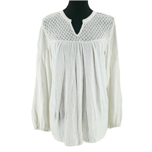 Style & Co Crochet Trim Lace Blouse Size M - Picture 1 of 5